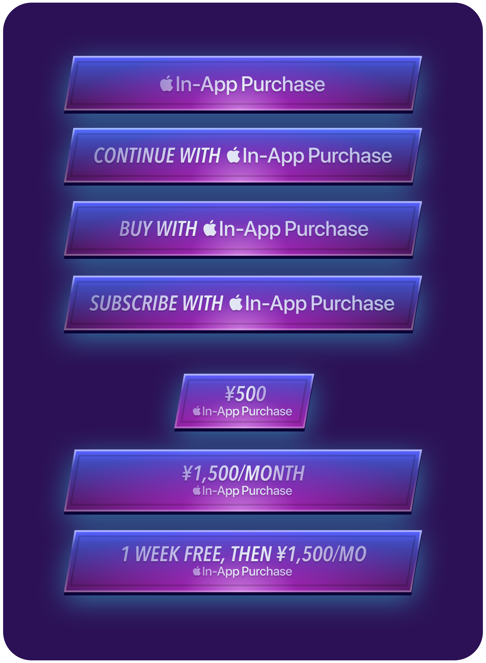 集成了 Apple 品牌标识的自定 Apple App 内购买项目按钮示例