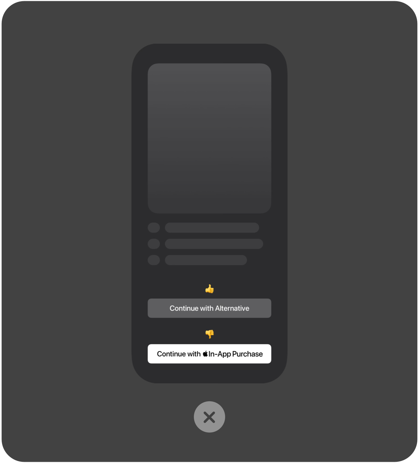 支付流程的第 3 步，显示了用于告知用户他们将与开发者进行交易的披露弹窗